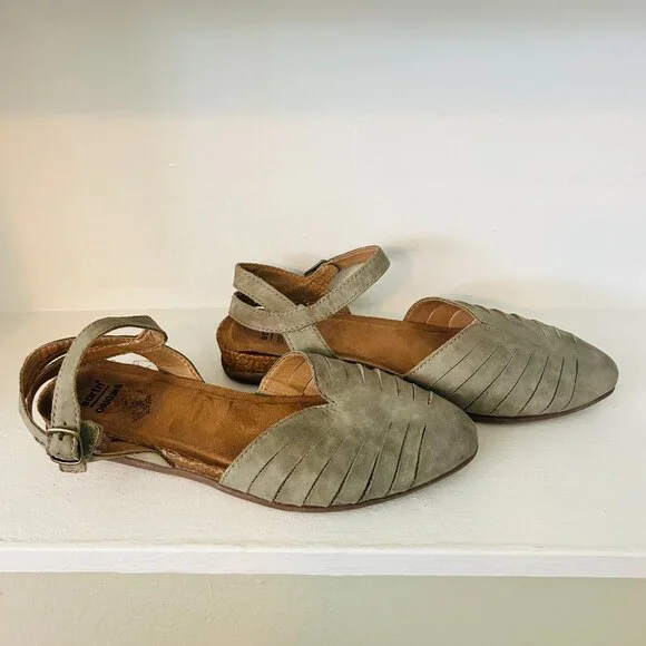 Earth Origins Sandals Womens Size 8.5 Leather Palomos Peyton Sage Green Shoe - Picture 3 of 11